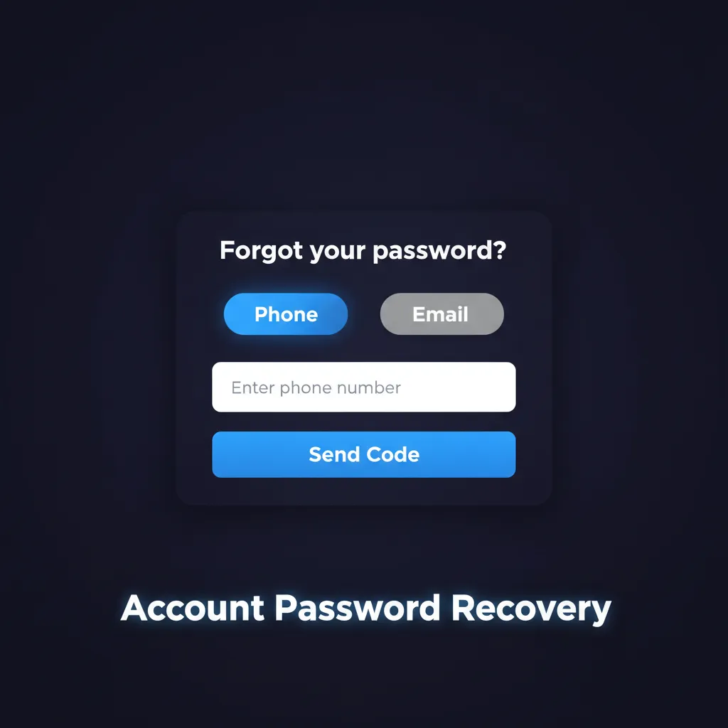 Account Password Recovery steps: Forgot Password, email link or OTP, enter code, set new password, save, contact support.
