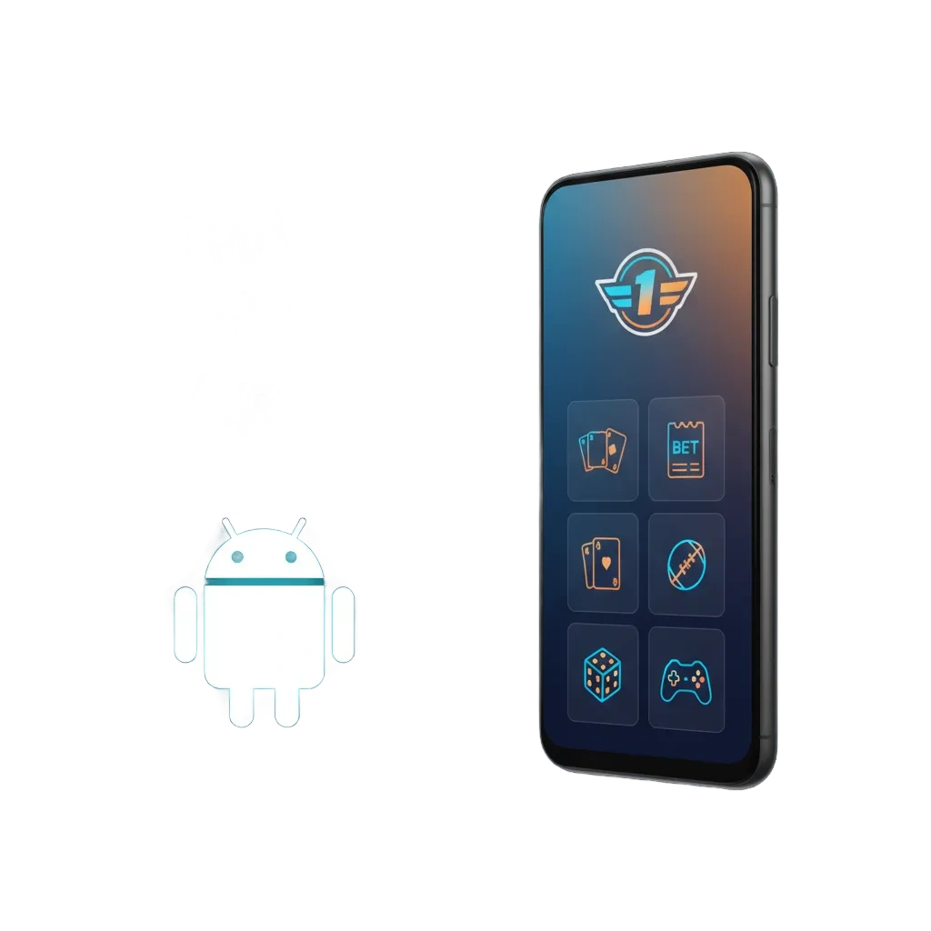 1win Android app on smartphone, showcasing betting, slots, and payment options with quick setup.