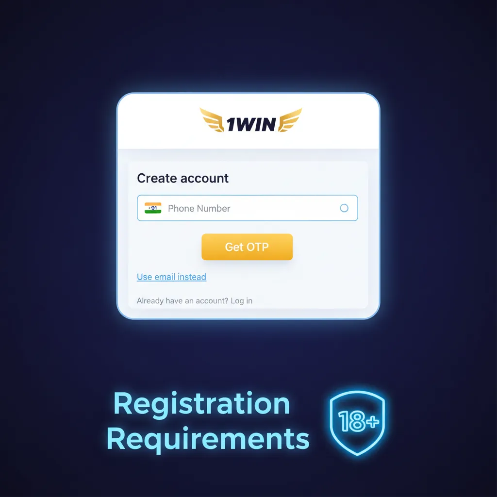 Registration Requirements for India 1win: 18+ only, real details, one account, own contacts, PAN/Aadhaar KYC proof.