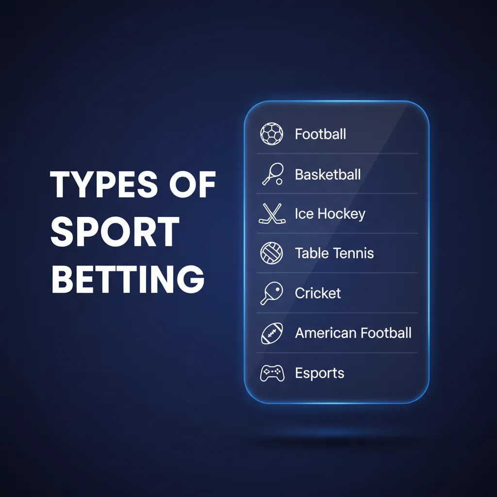 Types of sport betting, pre-match and live, across cricket, football, tennis, kabaddi, basketball, badminton, table tennis