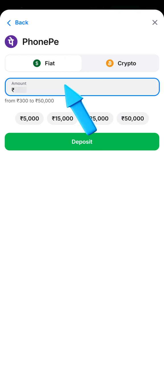 Fill in payment information on 1win deposit form.