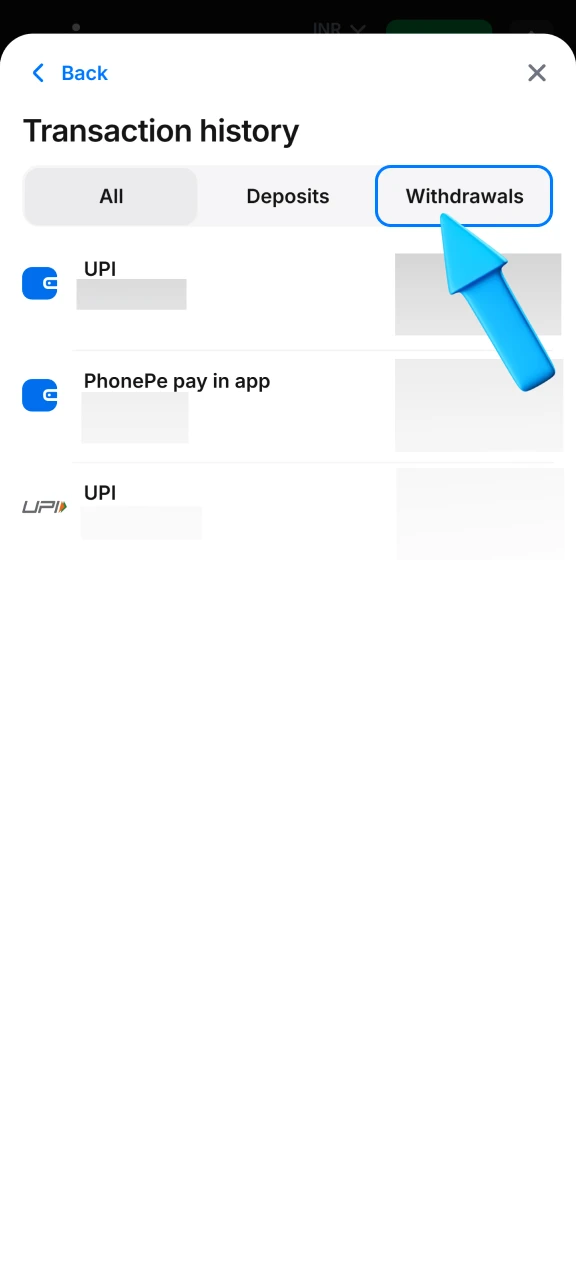 Check the progress of your withdrawal in your 1win account.