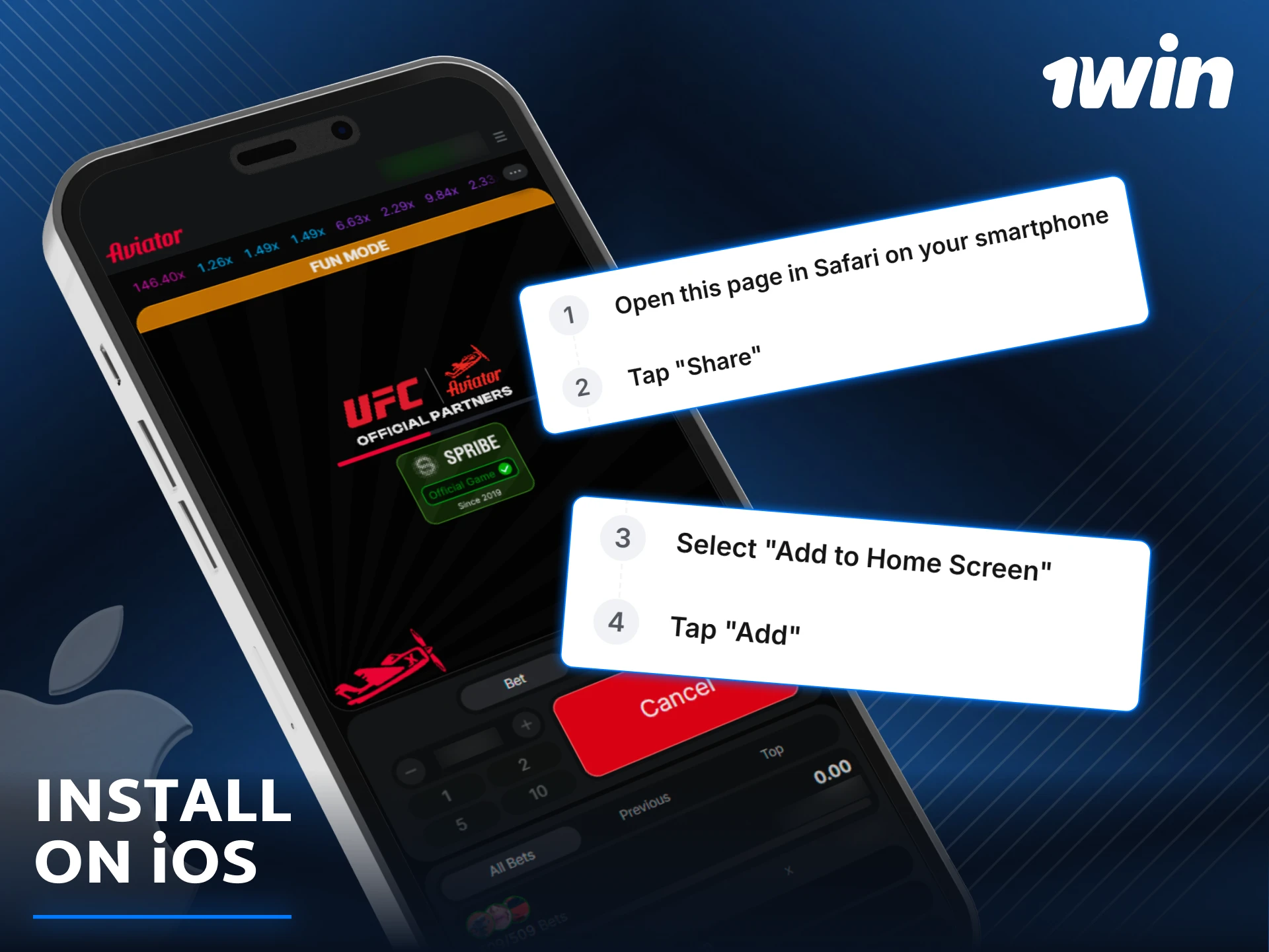 Install 1win Aviator on iOS for online casino and real money play.