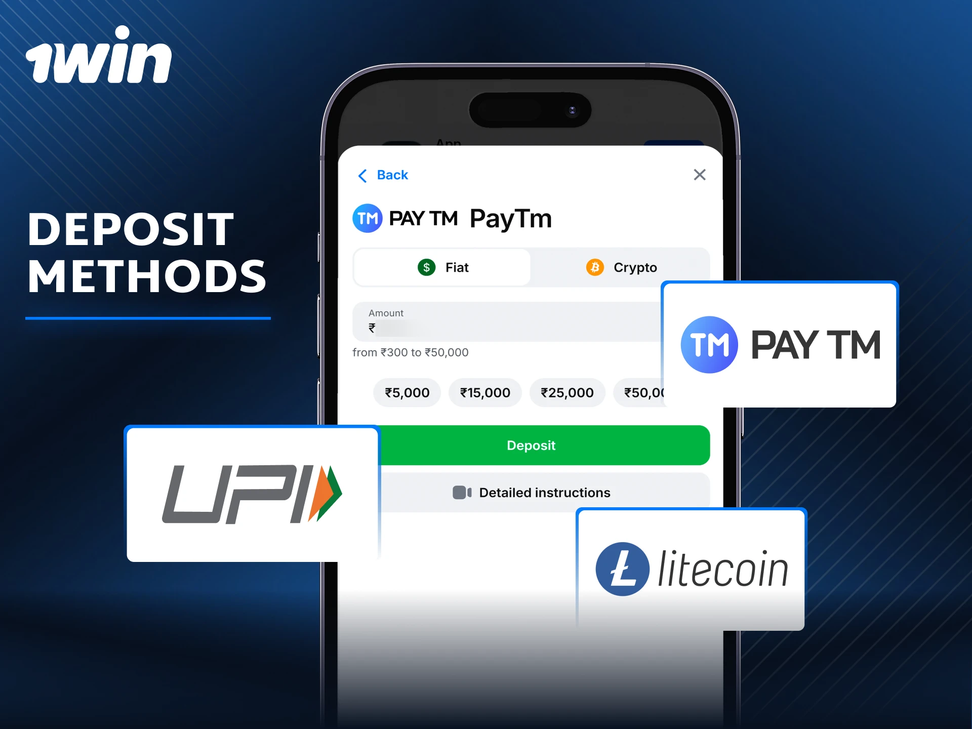 Popular payment and deposit methods on 1win online casino.