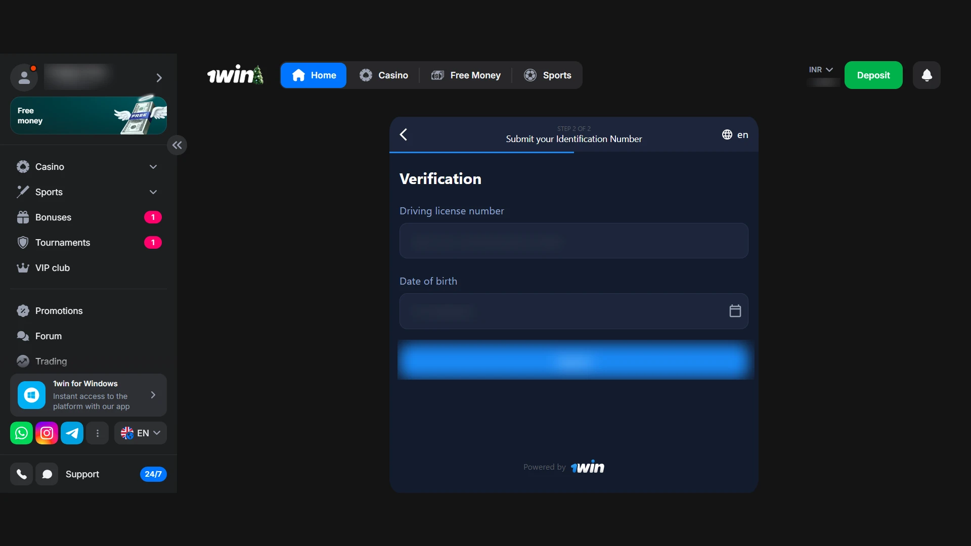Uploading clear photos of Aadhaar card front and back for 1win KYC approval.