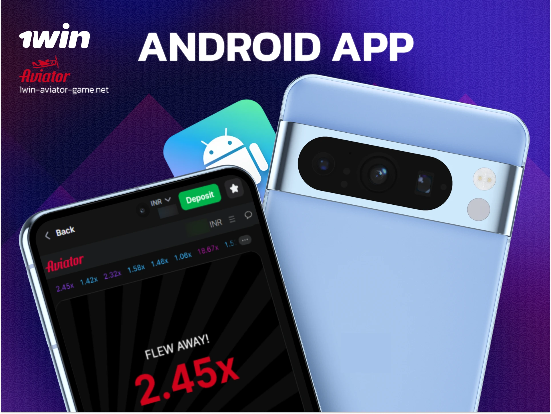 1win Android app home screen featuring Aviator and top sports betting markets for India.