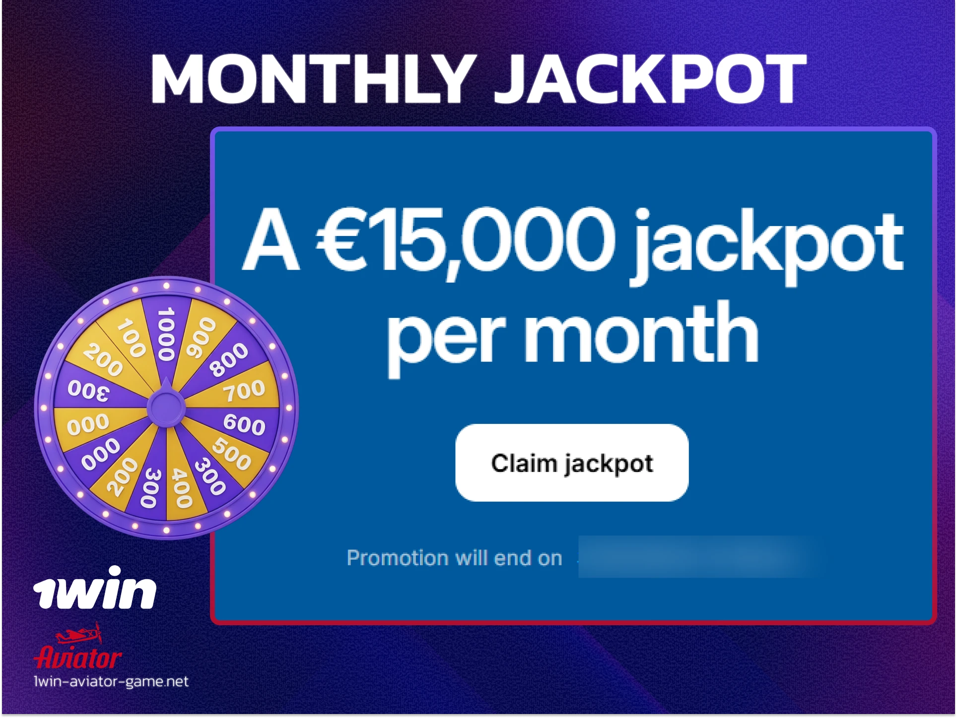 Monthly 1win casino jackpot with a 15,000 EUR prize pool available for Indian players.
