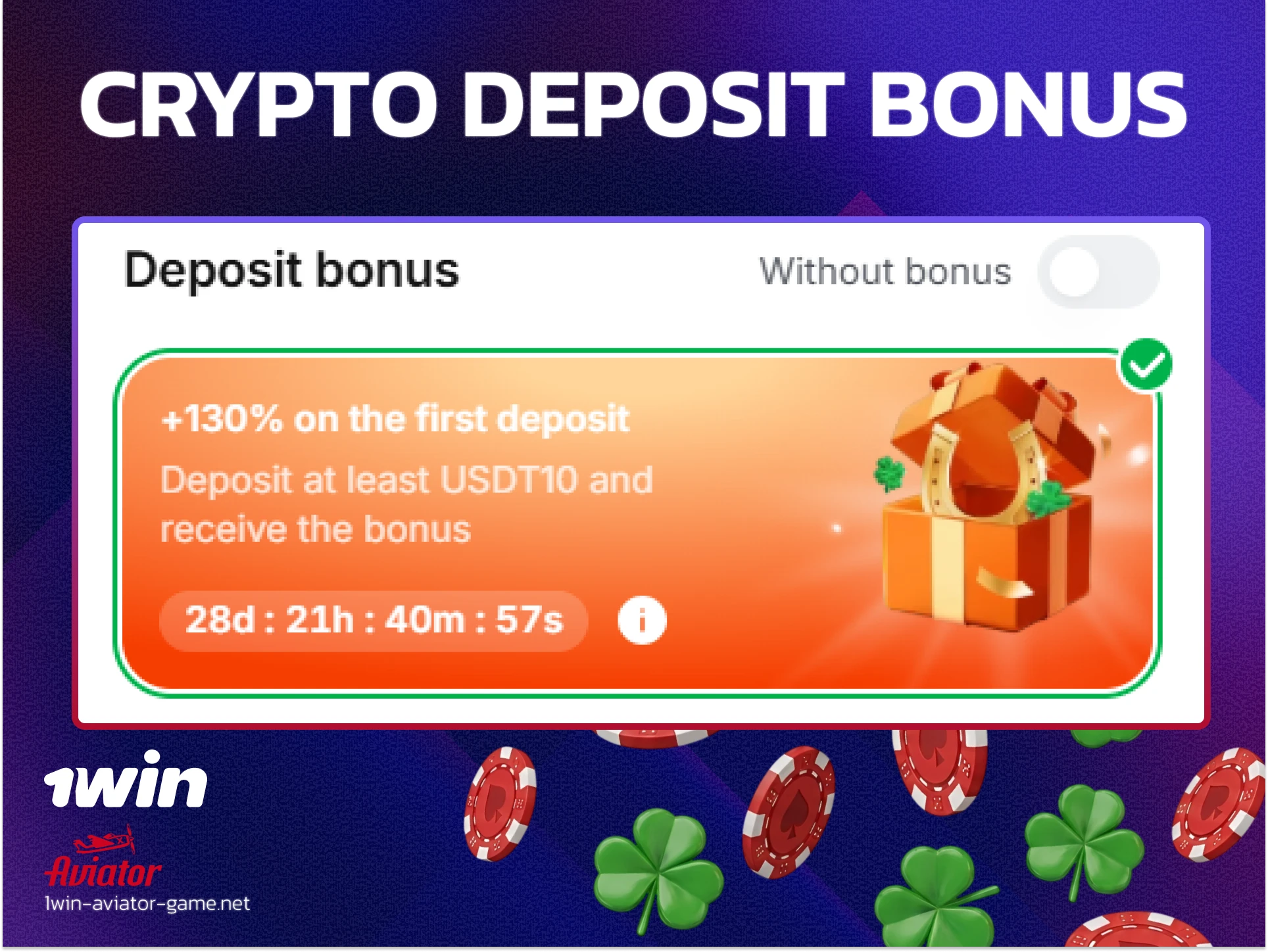 1win crypto deposit bonus banner showing 600% extra for Bitcoin and Ethereum top-ups.