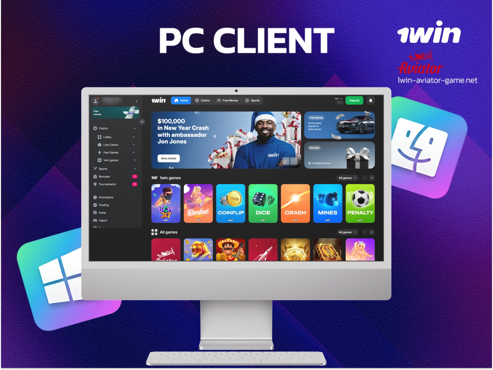1win desktop application for Windows and macOS offering faster loading and smooth betting experience.