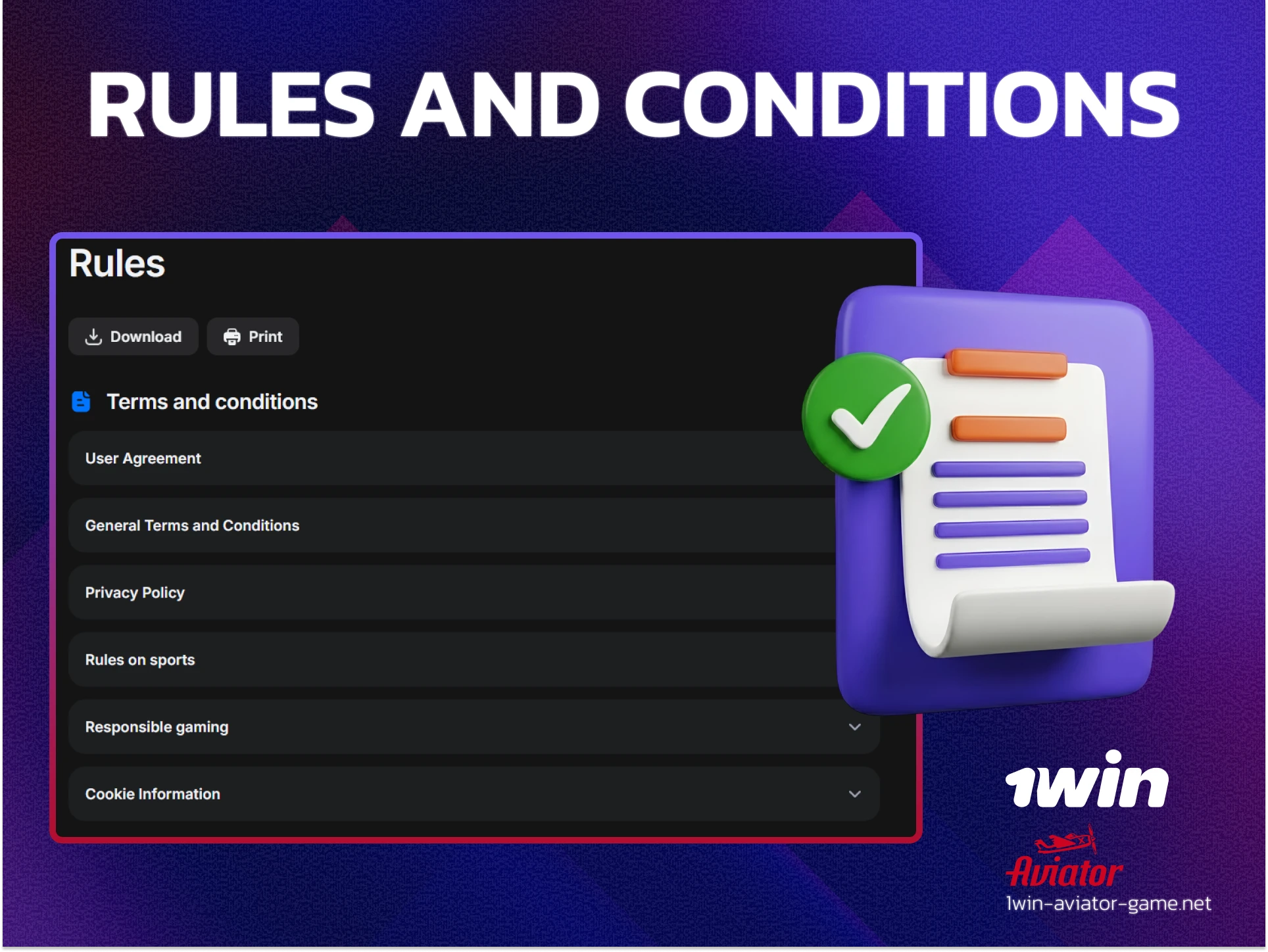 Official terms and conditions document for 1win India players regarding fair play and platform usage.
