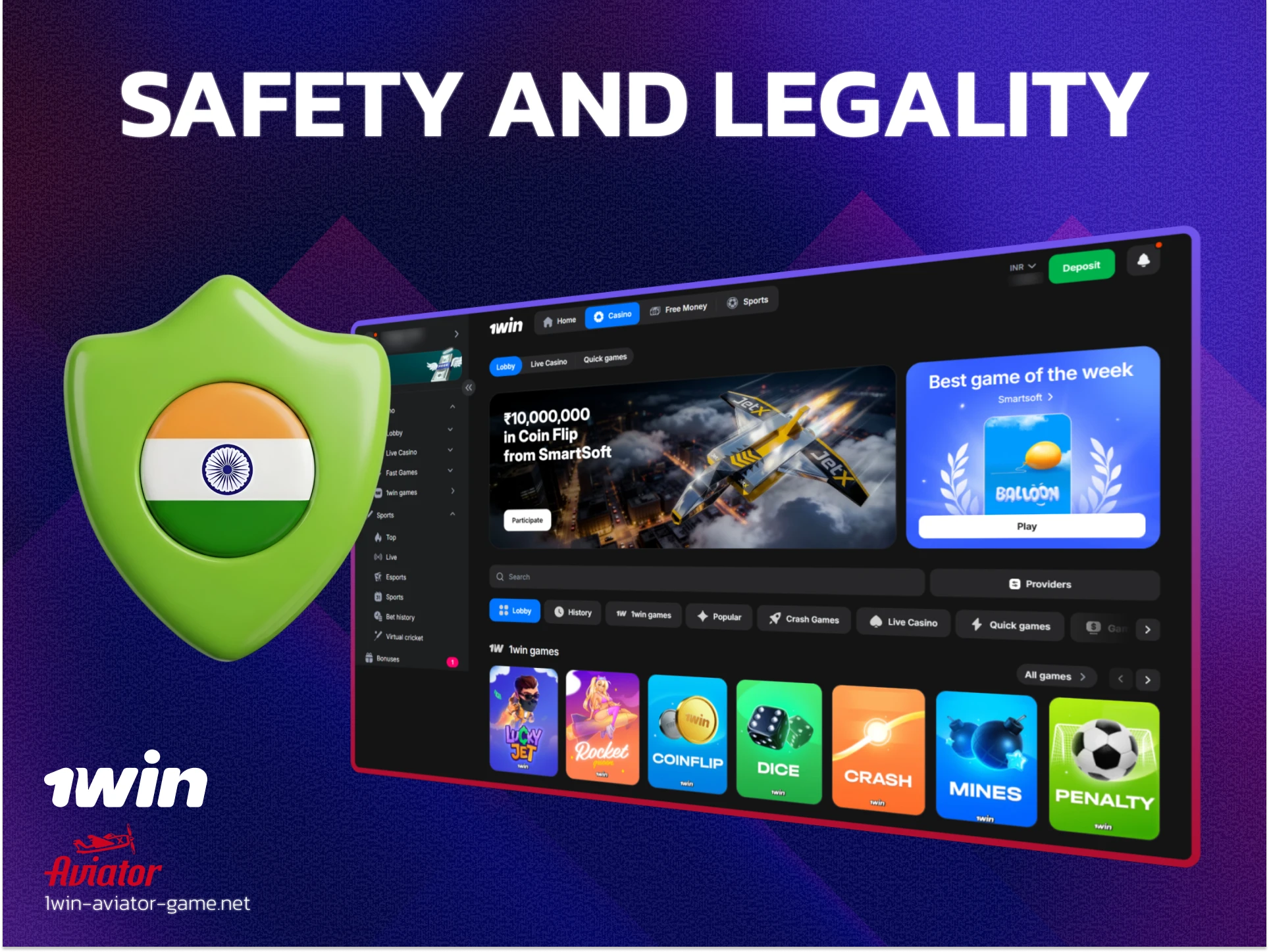 Verification of 1win legal status and security features like SSL encryption for player protection.