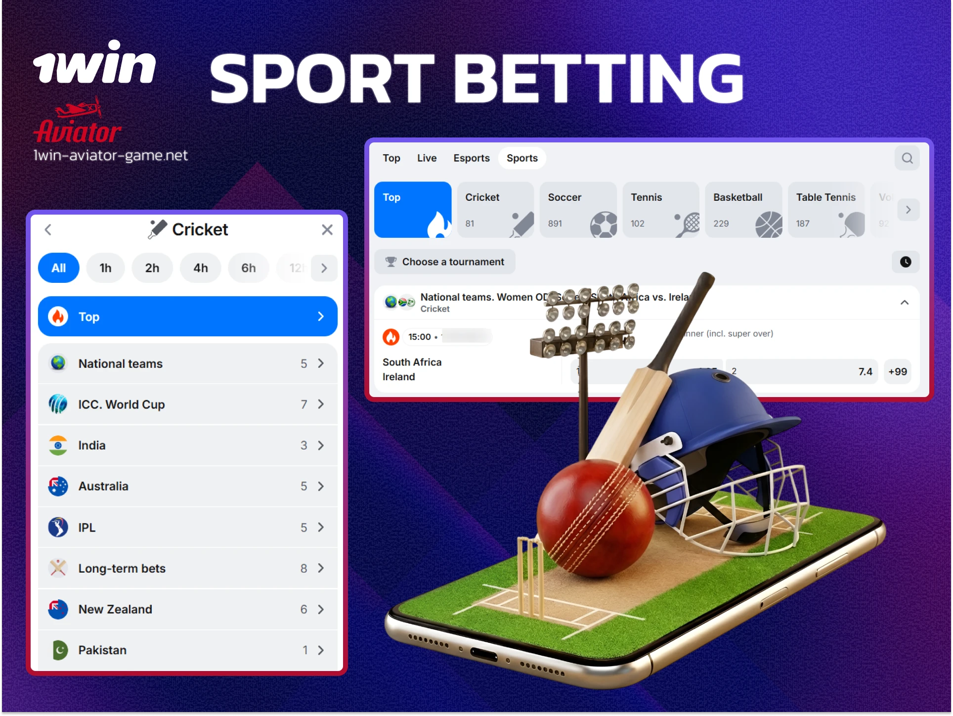 1win India sportsbook dashboard featuring cricket, football, and kabaddi betting markets with competitive odds.